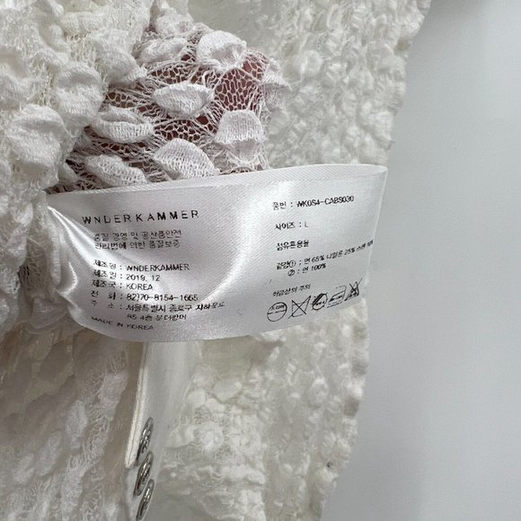 WNDERKAMMER Women's Curved Arm Coloration Bodysuit White Bubble Stitch sz L NWT - Picture 8 of 9
